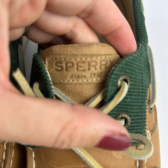Sperry Top-Sider Koifish Corduroy Boat Shoes – Green & Tan, Size 9 - Picture 4 of 9